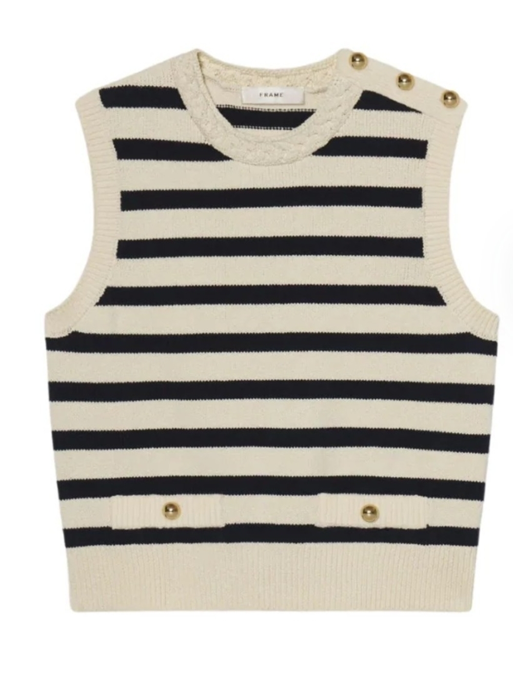 Frame Cream & Navy Harbor Vest Top